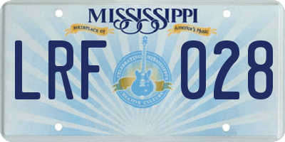 MS license plate LRF028