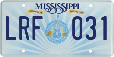 MS license plate LRF031