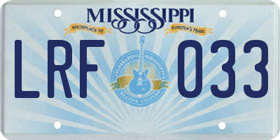 MS license plate LRF033