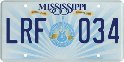 MS license plate LRF034
