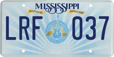 MS license plate LRF037