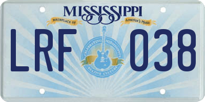 MS license plate LRF038