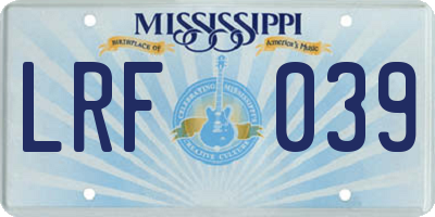 MS license plate LRF039