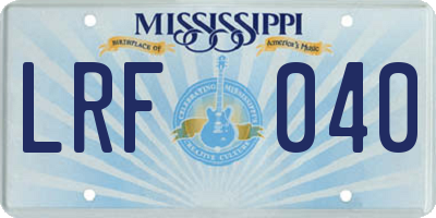 MS license plate LRF040