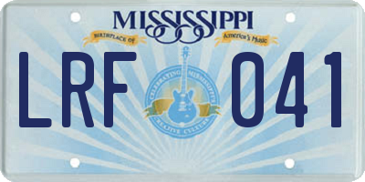 MS license plate LRF041
