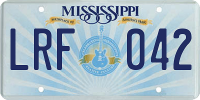 MS license plate LRF042