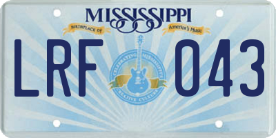 MS license plate LRF043