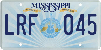 MS license plate LRF045