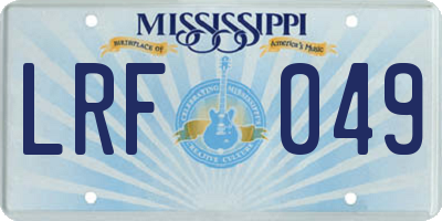 MS license plate LRF049