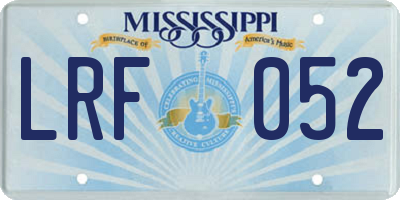 MS license plate LRF052