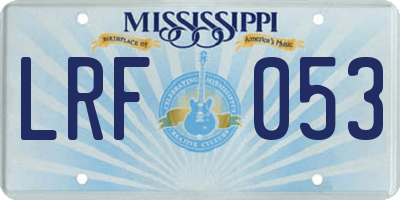 MS license plate LRF053