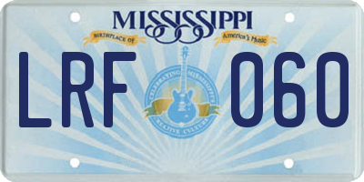 MS license plate LRF060