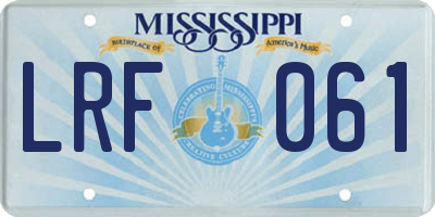 MS license plate LRF061