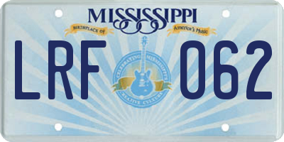 MS license plate LRF062