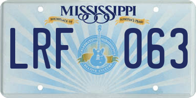 MS license plate LRF063