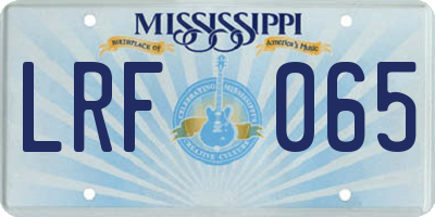MS license plate LRF065