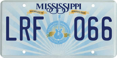 MS license plate LRF066