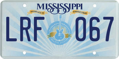 MS license plate LRF067