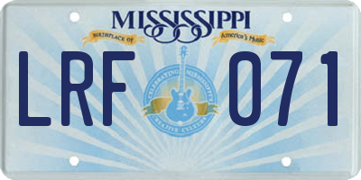 MS license plate LRF071