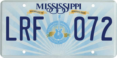 MS license plate LRF072