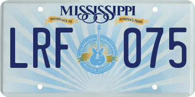 MS license plate LRF075