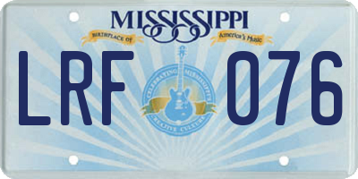 MS license plate LRF076