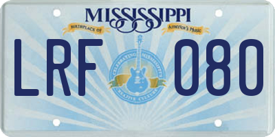 MS license plate LRF080