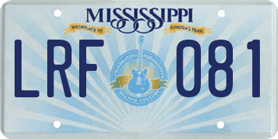 MS license plate LRF081