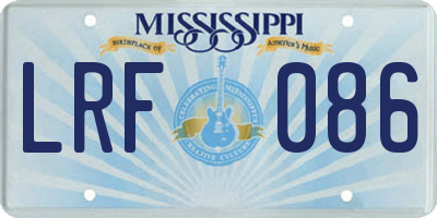 MS license plate LRF086