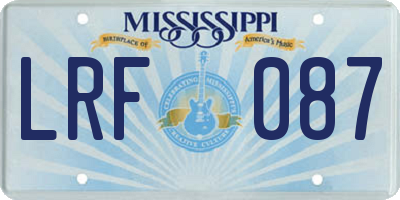 MS license plate LRF087
