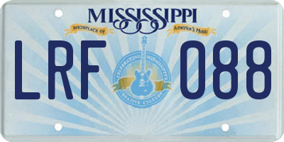 MS license plate LRF088