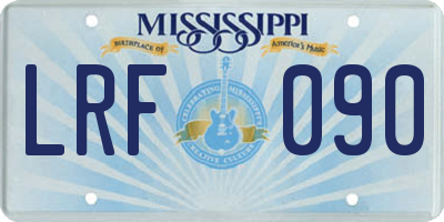 MS license plate LRF090