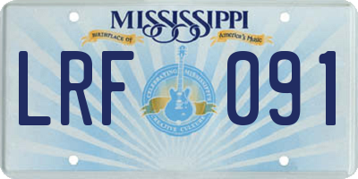 MS license plate LRF091