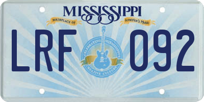MS license plate LRF092