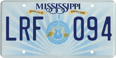 MS license plate LRF094
