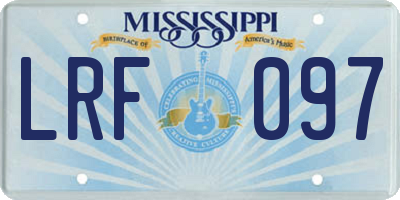 MS license plate LRF097
