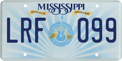 MS license plate LRF099