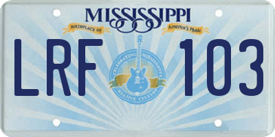 MS license plate LRF103