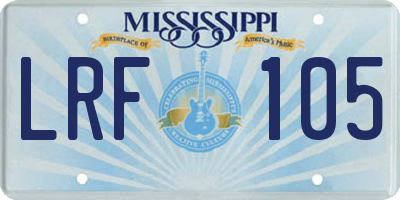 MS license plate LRF105