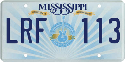 MS license plate LRF113