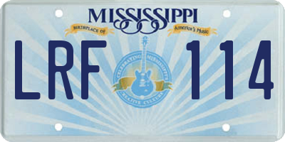 MS license plate LRF114