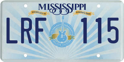 MS license plate LRF115
