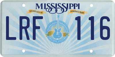 MS license plate LRF116