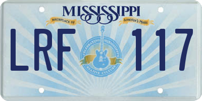 MS license plate LRF117