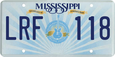 MS license plate LRF118