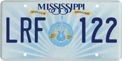 MS license plate LRF122