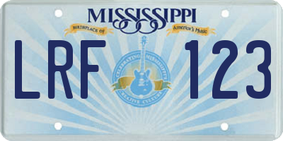 MS license plate LRF123