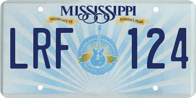MS license plate LRF124