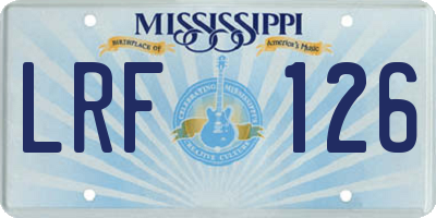MS license plate LRF126