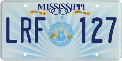 MS license plate LRF127